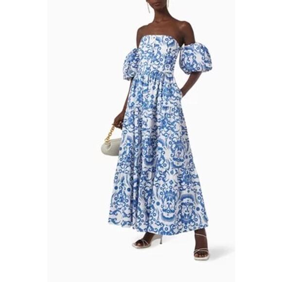 NEW Borgo de Nor Julia Cotton Dress Venezia blue size US 8 / UK 12 - Picture 14 of 16